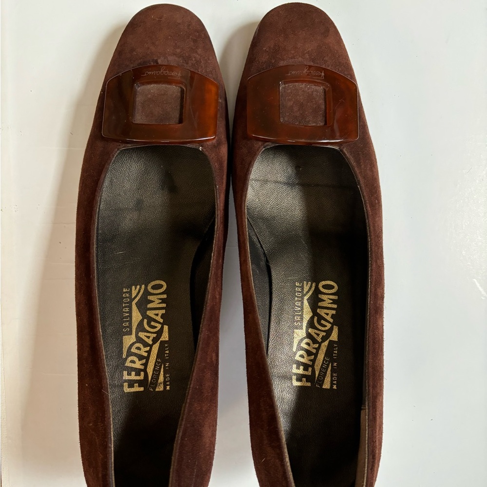 Vintage Ferragamo Brown Leather Slip Ons